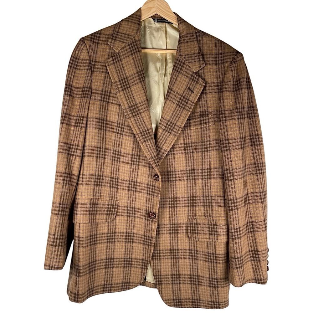 Vintage Brown Plaid Sport Coat Blazer